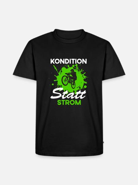 Fahrrad Kondition statt Strom - Männer Premium Bio T-Shirt - Schwarz