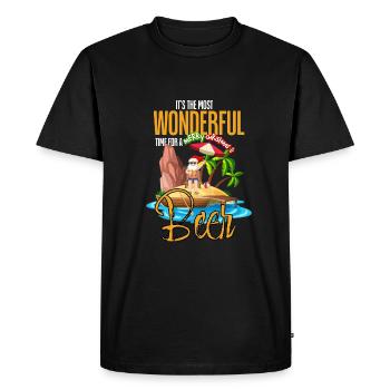 Drôle de Noël en juillet Père Noël surfant sur le - T-shirt Premium bio Homme - noir - Devant - Nico (187cm)