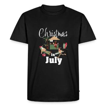 Noël en juillet Santa Hat Lunettes de soleil Été - T-shirt Premium bio Homme - noir - Devant - Nico (187cm)