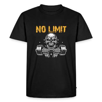No Limit Hard Workout Skull with Dumbbell - Men's Premium Organic T-Shirt - black - Front - Nico (187cm)
