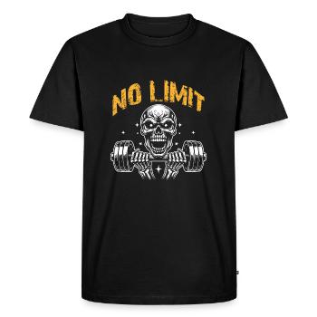 No Limit Hard Workout Skull with Dumbbell - Men's Premium Organic T-Shirt - black - Front - Nico (187cm)
