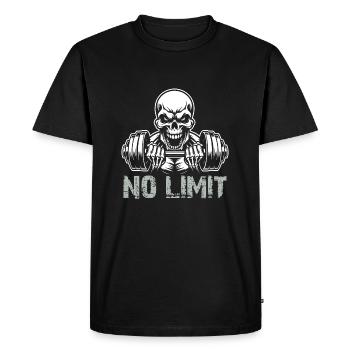 No Limit Hard Workout Skull with Dumbbell - Men's Premium Organic T-Shirt - black - Front - Nico (187cm)