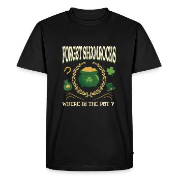 Oubliez les trèfles Où est le pot Citation irlandaise amusante - T-shirt Premium bio Homme - noir - Devant - Nico (187cm)