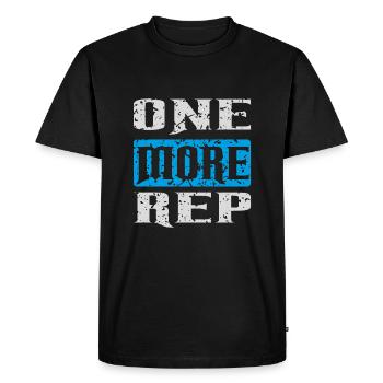 one more rep white blue - Men's Premium Organic T-Shirt - black - Front - Nico (187cm)