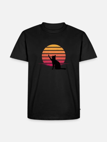 Cat looking at sunset - Men's Premium Organic T-Shirt - black