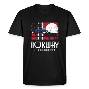 RÉTRO NORVÈGE SCANDINAVIE NOREG NORGE NORVÉGIEN - T-shirt Premium bio Homme - noir - Devant - Nico (187cm)