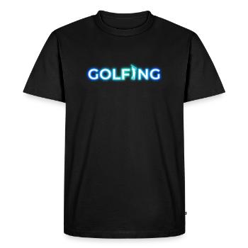 GOLF GOLFING 80s 90s NEON RETRO SPORT CLUB MOTIF - Men's Premium Organic T-Shirt - black - Front - Nico (187cm)