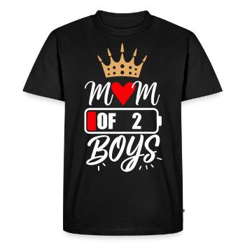 Maman de 2 garçons avec cœur d’amour et couronne - T-shirt Premium bio Homme - noir - Devant - Nico (187cm)