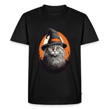 Chat d’Halloween - T-shirt Premium bio Homme - noir - Devant - Nico (187cm)