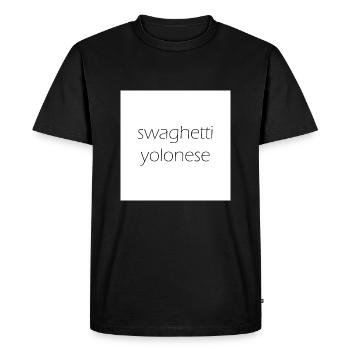 Swaghetti Yolonese! Chèque blanc, idée cadeau - T-shirt Premium bio Homme - noir - Devant - Nico (187cm)