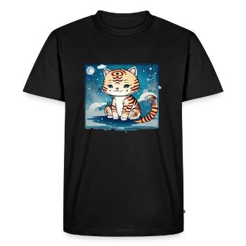 Un design de chat qui ne pourrait pas être plus doux. - T-shirt Premium bio Homme - noir - Devant - Nico (187cm)