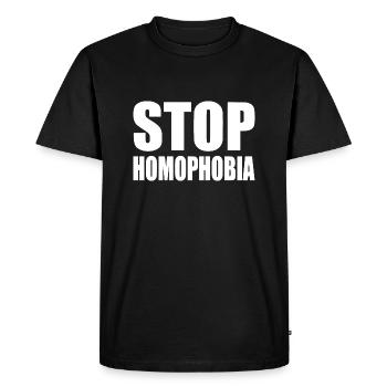 Stop homophobia - T-shirt Premium bio Homme - noir - Devant - Nico (187cm)