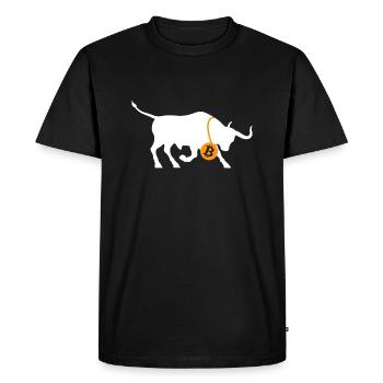 Bitcoin Bulle - Blockchain - Men's Premium Organic T-Shirt - black - Front - Nico (187cm)