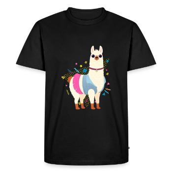 90s Style Llama - T-shirt Premium bio Homme - noir - Devant - Nico (187cm)