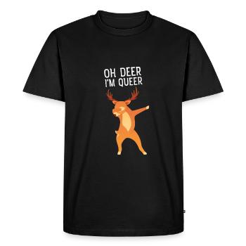 Oh Deer I'm Queer - Dabbing Reindeer Dab Dance - Men's Premium Organic T-Shirt - black - Front - Nico (187cm)