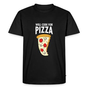 Will Code For Pizza - Funny Programmer Slogan - Men's Premium Organic T-Shirt - black - Front - Nico (187cm)