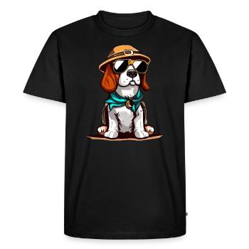 Beagle le voyageur - T-shirt Premium bio Homme - noir - Devant - Nico (187cm)