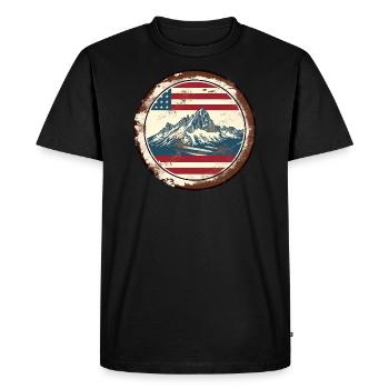Montagnes vintage américaines - T-shirt Premium bio Homme - noir - Devant - Nico (187cm)