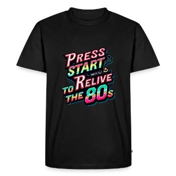 Appuyez sur Start – Revivez le t-shirt Retro Gamer des années 80 - T-shirt Premium bio Homme - noir - Devant - Nico (187cm)