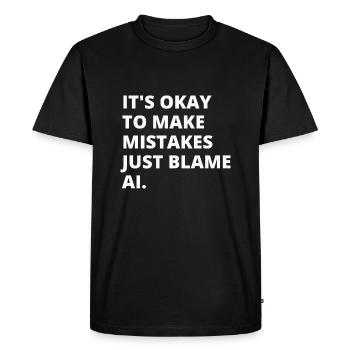 Embrace Imperfection: Blame it on AI! - Men's Premium Organic T-Shirt - black - Front - Nico (187cm)