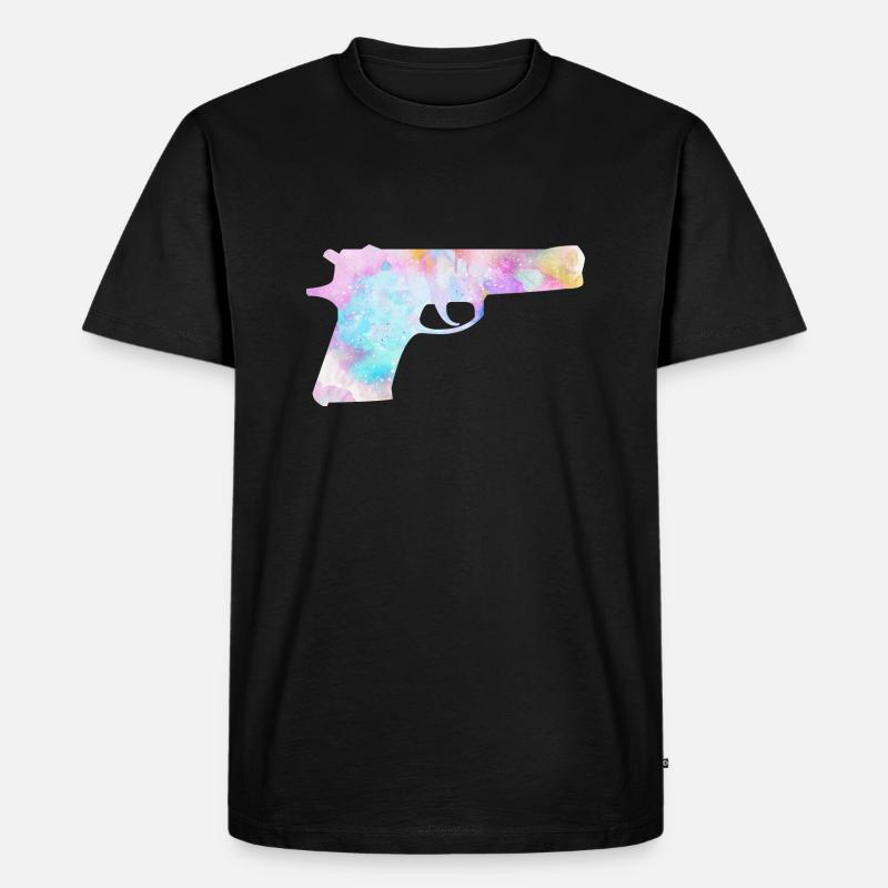 Bunte Waffe Pistole - Männer Premium Bio T-Shirt - Schwarz