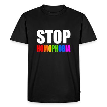 Stop homophobia - T-shirt Premium bio Homme - noir - Devant - Nico (187cm)