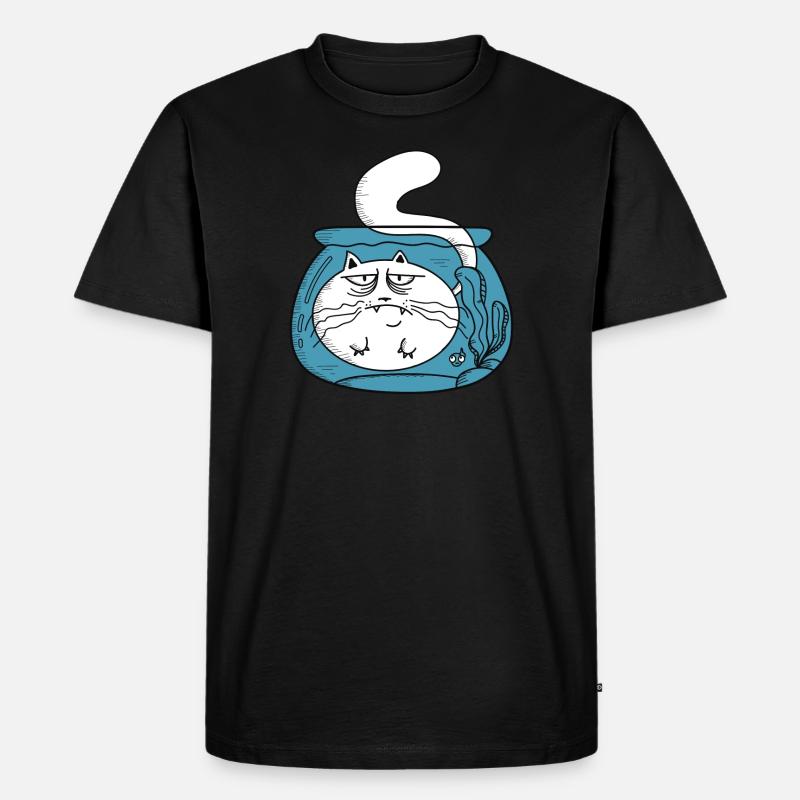Katze im Goldfischglas - Männer Premium Bio T-Shirt - Schwarz