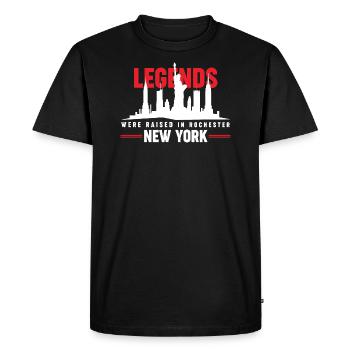 Legends Raised In Rochester New York - Men's Premium Organic T-Shirt - black - Front - Nico (187cm)