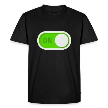 sur le bouton - T-shirt Premium bio Homme - noir - Devant - Nico (187cm)