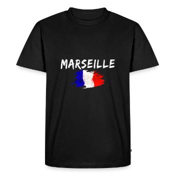 Marseille France Ville Drapeau de Marseille - T-shirt Premium bio Homme - noir - Devant - Nico (187cm)