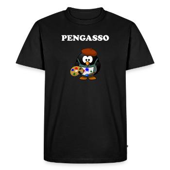Painter Penguin Artist - Men's Premium Organic T-Shirt - black - Front - Nico (187cm)