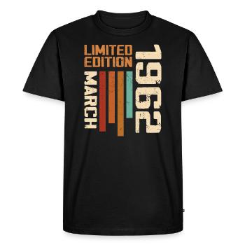 March 1962 Birthday 1962 Retro 1962 March - Men's Premium Organic T-Shirt - black - Front - Nico (187cm)