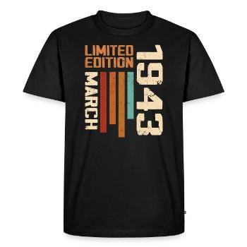 March 1943 Birthday 1943 Retro 1943 March - Men's Premium Organic T-Shirt - black - Front - Nico (187cm)