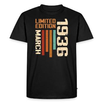 March 1936 Birthday 1936 Retro 1936 March - Men's Premium Organic T-Shirt - black - Front - Nico (187cm)