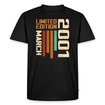 March 2001 Anniversary 2001 Retro 2001 March - Men's Premium Organic T-Shirt - black - Front - Nico (187cm)