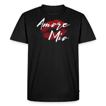 Amore Mio lips love - Men's Premium Organic T-Shirt - black - Front - Nico (187cm)