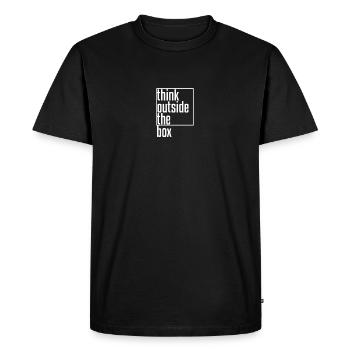 Think outside the box. Think freely. - Men's Premium Organic T-Shirt - black - Front - Nico (187cm)