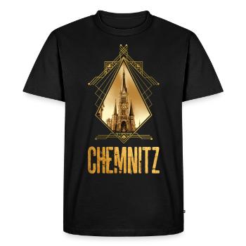 Chemnitz Allemagne Ville Skyline Gold Love - T-shirt Premium bio Homme - noir - Devant - Nico (187cm)