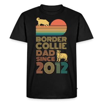 Border Collie Papa Père depuis 2012 - T-shirt Premium bio Homme - noir - Devant - Nico (187cm)