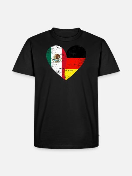 Mexico Germany Grunge Flag Heart - Men's Premium Organic T-Shirt - black