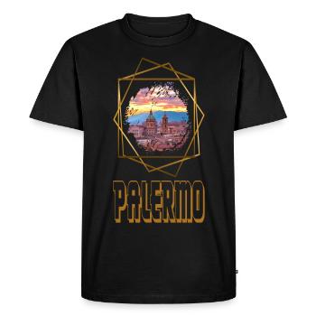 Palerme Italie Ville Skyline Vacances Amour Or - T-shirt Premium bio Homme - noir - Devant - Nico (187cm)