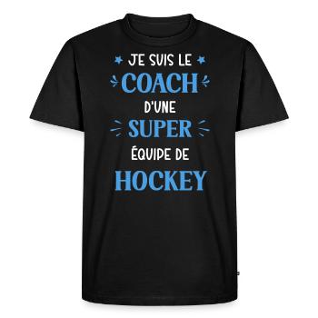 Coach super equipe de hockey - T-shirt Premium bio Homme - noir - Devant - Nico (187cm)