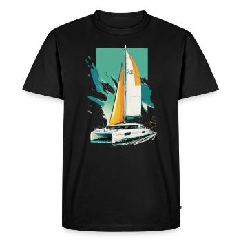 Catamaran = Aventure de la liberté - T-shirt Premium bio Homme - noir - Devant - Nico (187cm)