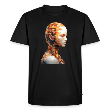 Portrait d’une androïde femelle - T-shirt Premium bio Homme - noir - Devant - Nico (187cm)