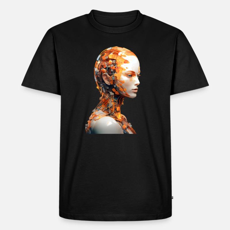 Portrait eines weiblichen Androiden - Männer Premium Bio T-Shirt - Schwarz