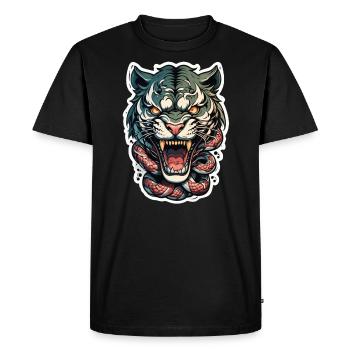 tatouage tete de tigre style japonais - T-shirt Premium bio Homme - noir - Devant - Nico (187cm)
