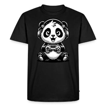 Panda Gamer Joy - Men's Premium Organic T-Shirt - black - Front - Nico (187cm)