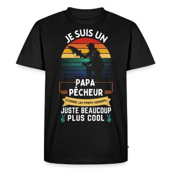T-shirt de la fête des pères - Papa Pêcheur Cool - T-shirt Premium bio Homme - noir - Devant - Nico (187cm)