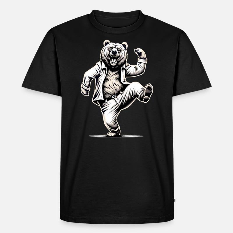 Witziger Bär Vater Papa Geschenk - Männer Premium Bio T-Shirt - Schwarz