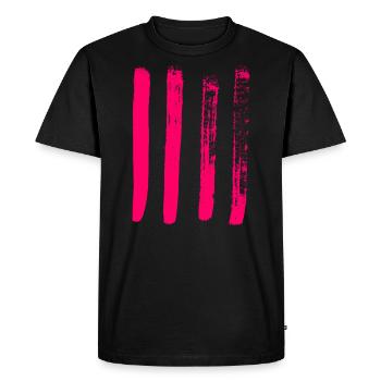 Pinceau rayure motif motif / rose - T-shirt Premium bio Homme - noir - Devant - Nico (187cm)